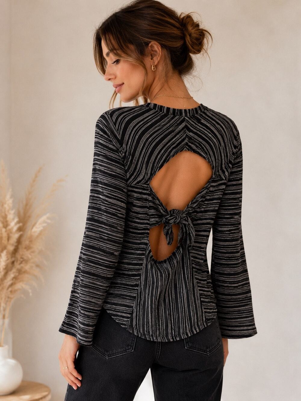 Anthropologie Tina Jo Open Back Tie Blouse NWT XS S
